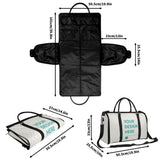 Personalized foldable travel duffel bag with custom heart design, perfect travel luggage, available in black and white