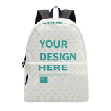 Personalized backpack with custom design, white with yellow hearts. Perfect for school, travel, or daily use.