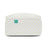 Personalized backpack with yellow heart pattern for school or travel, waterproof design