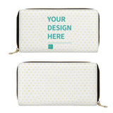 Personalized Long Leather Wallet with 'Your Design Here', custom photo wallet gift, waterproof with zipper