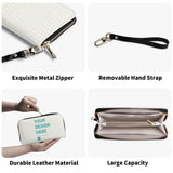 Customizable PU leather wristlet wallet, white with yellow heart pattern and your design, zip closure