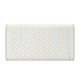 White PU leather long wallet with yellow heart pattern. Perfect gift for men.