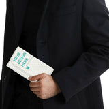 Customizable trifold PU leather wallet with 'YOUR DESIGN HERE' text. Perfect for personalized gifts for men.