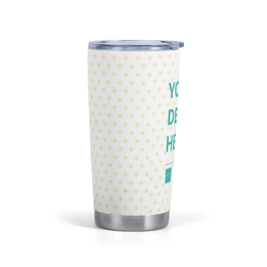 Custom stainless steel travel tumbler for men or women, personalized with your design; insulated car cup