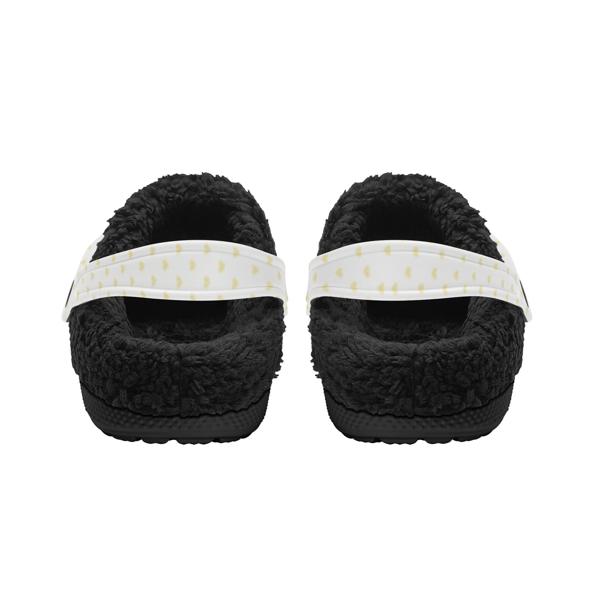 Black fleece lined winter clogs for men and women, waterproof slippers