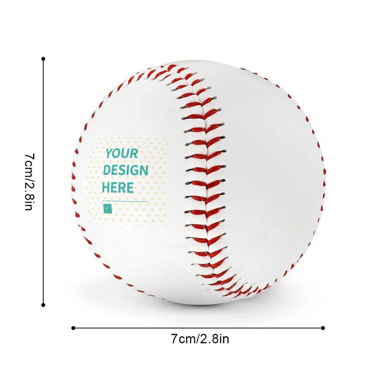 Personalized white leather baseball with red stitching and custom design area, a unique baseball gift.