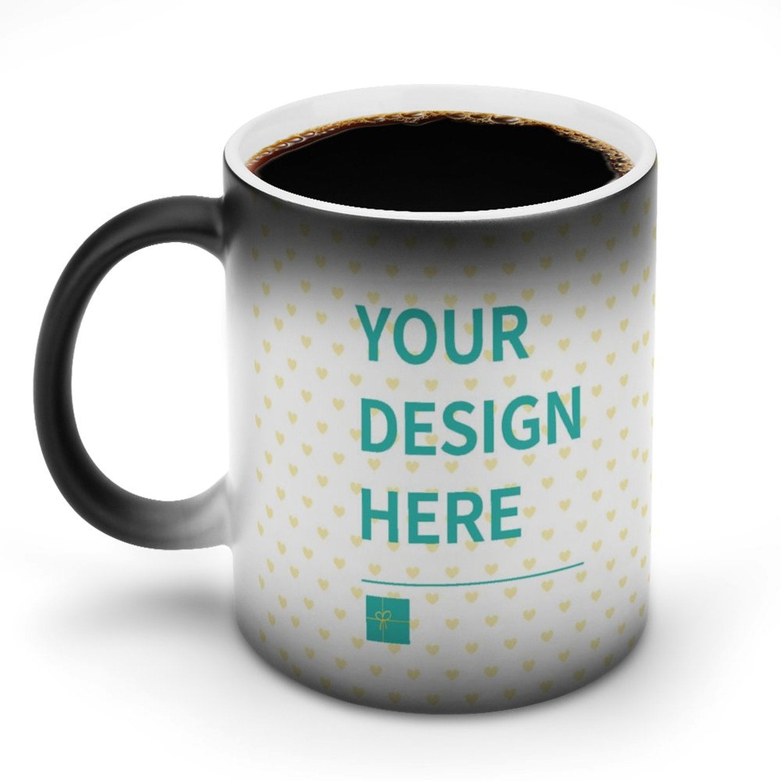 Customizable color-changing ceramic mug, ready for your design. Perfect gift with heat-sensitive color reveal.