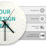 Personalized wooden wall clock, round shape, custom design, heart pattern, housewarming gift, MyArtsyGift.com