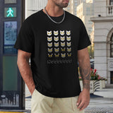 MyArtsyGift Men's black short sleeve tee with cat face pattern and NOOOOOOOO text. Cotton fabric for comfortable wear.