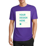 Customizable purple cotton t-shirt with 'YOUR DESIGN HERE' design for men at MyArtsyGift.com. Unique gift idea.