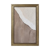 Abstract canvas print with European style gold frame, beige, white, and brown textured art. Perfect home decor gift