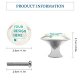 Custom cabinet drawer pulls with Your Design Here, stainless steel, 2.8cm diameter, screw included.