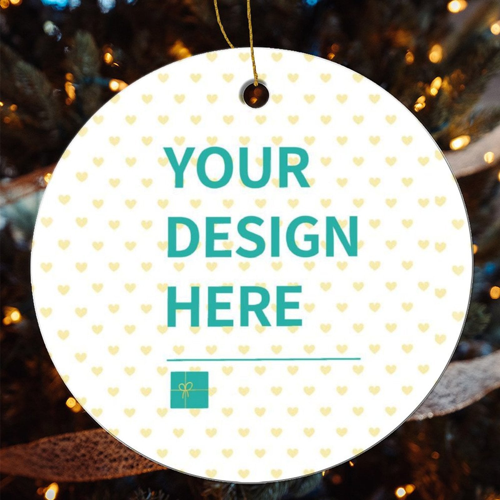 Personalized ceramic Christmas ornament with Your Design Here, Xmas tree decoration, customizable gift.