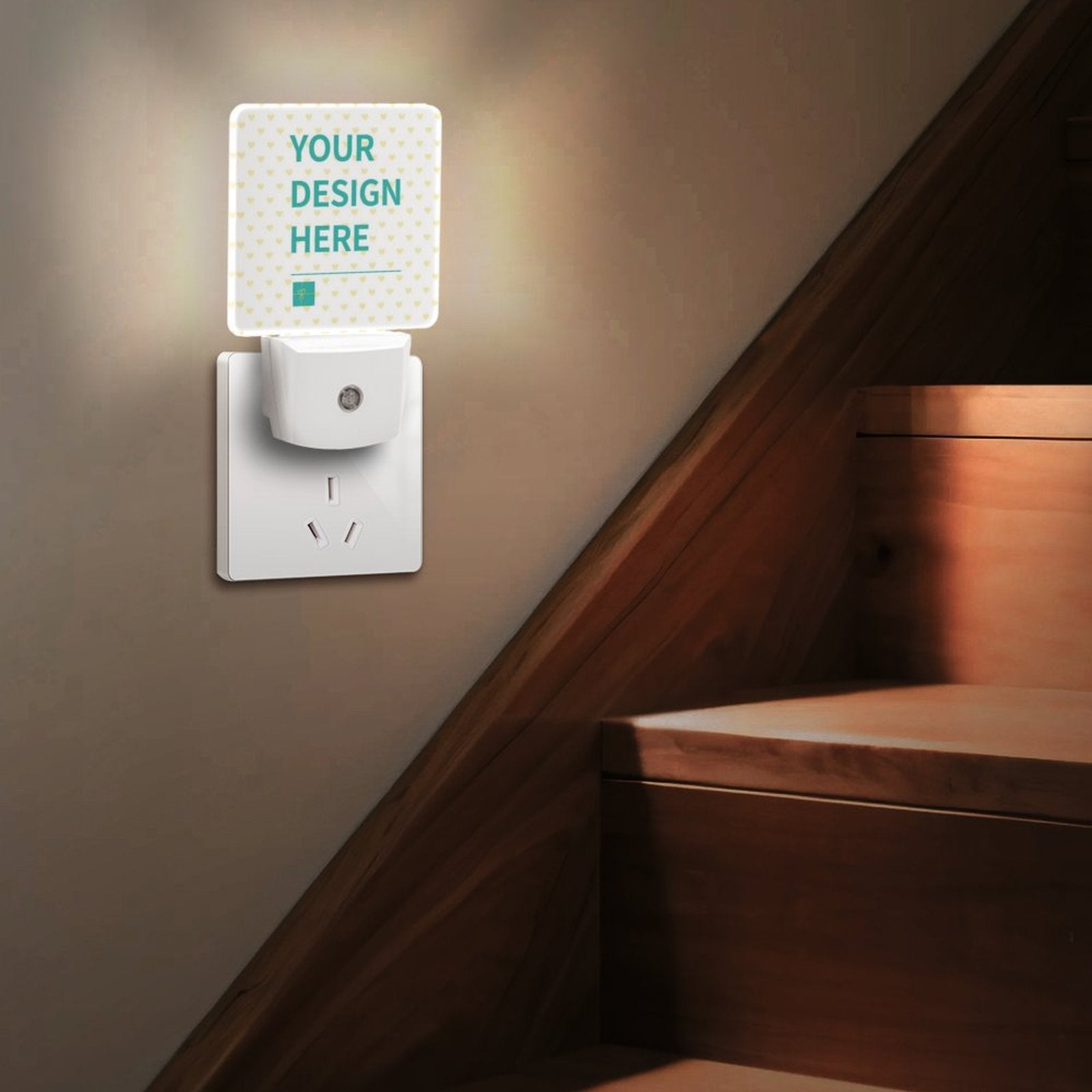 Customizable LED night light with YOUR DESIGN HERE, perfect for bathroom, bedroom