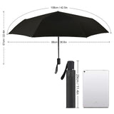 Black custom 3-fold auto umbrella, compact and UV resistant, perfect gift for men and women