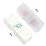 Personalized transparent pencil case with custom design area, PP material, for school or office use.