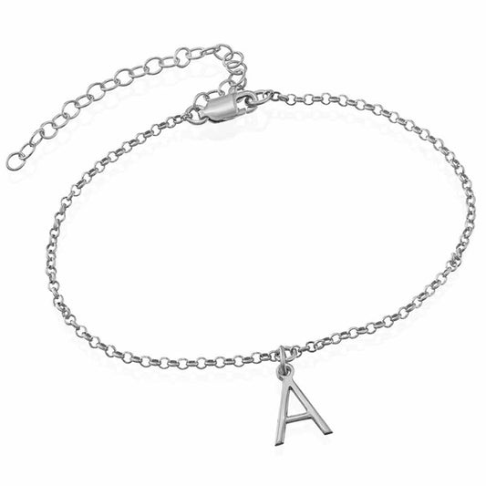 Silver Initial Bracelet for Women - Custom A Name Bracelet Jewelry Gifts
