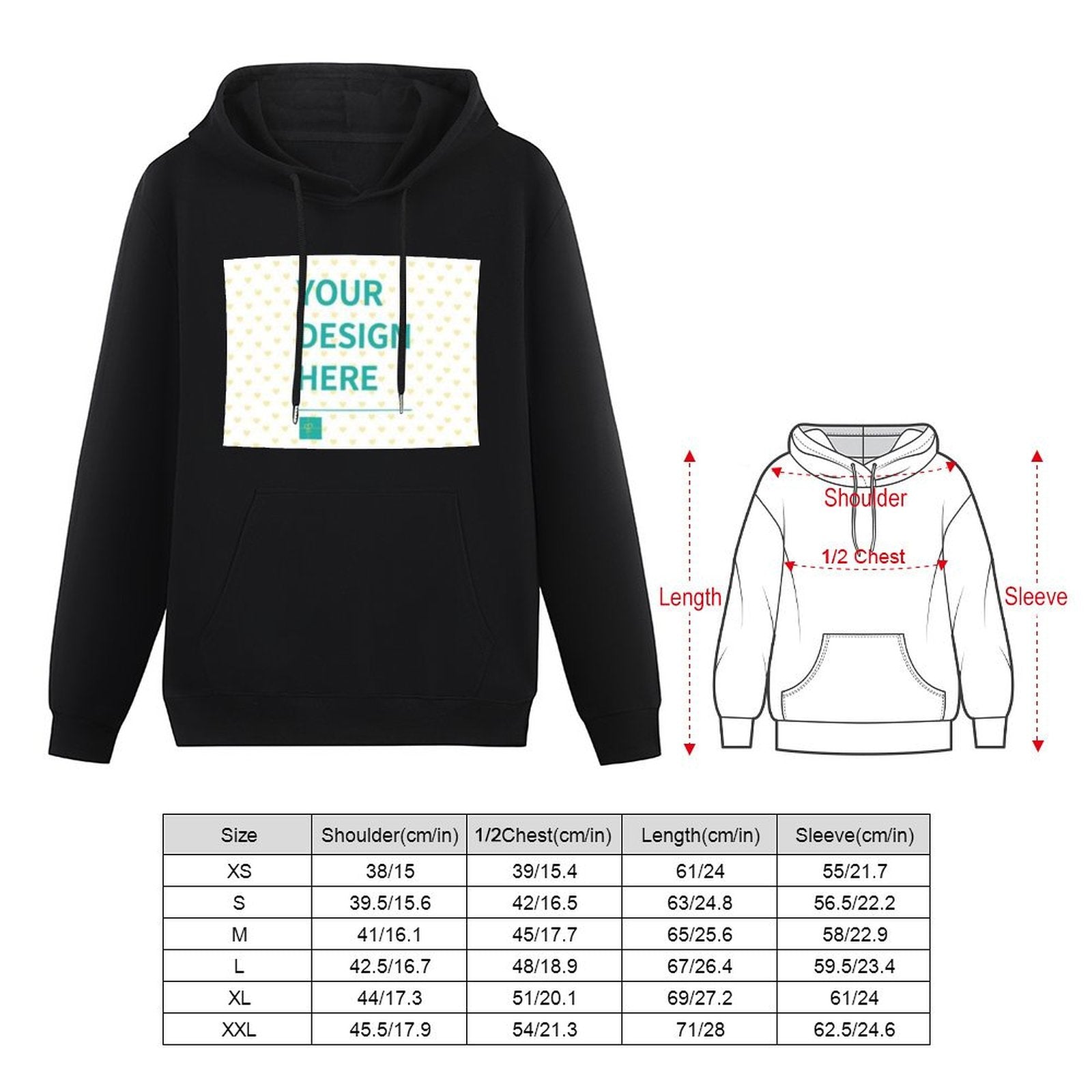 Personalized Youth Hoodie - Black, Customizable Design, Cotton, for Boys & Girls, Custom Sweatshirt