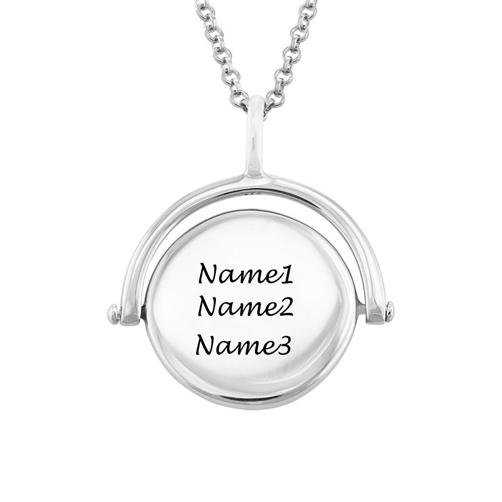 Personalized Rotary Carving Necklace in S925 Sterling Silver with custom name engraving, a jewelry gift for women