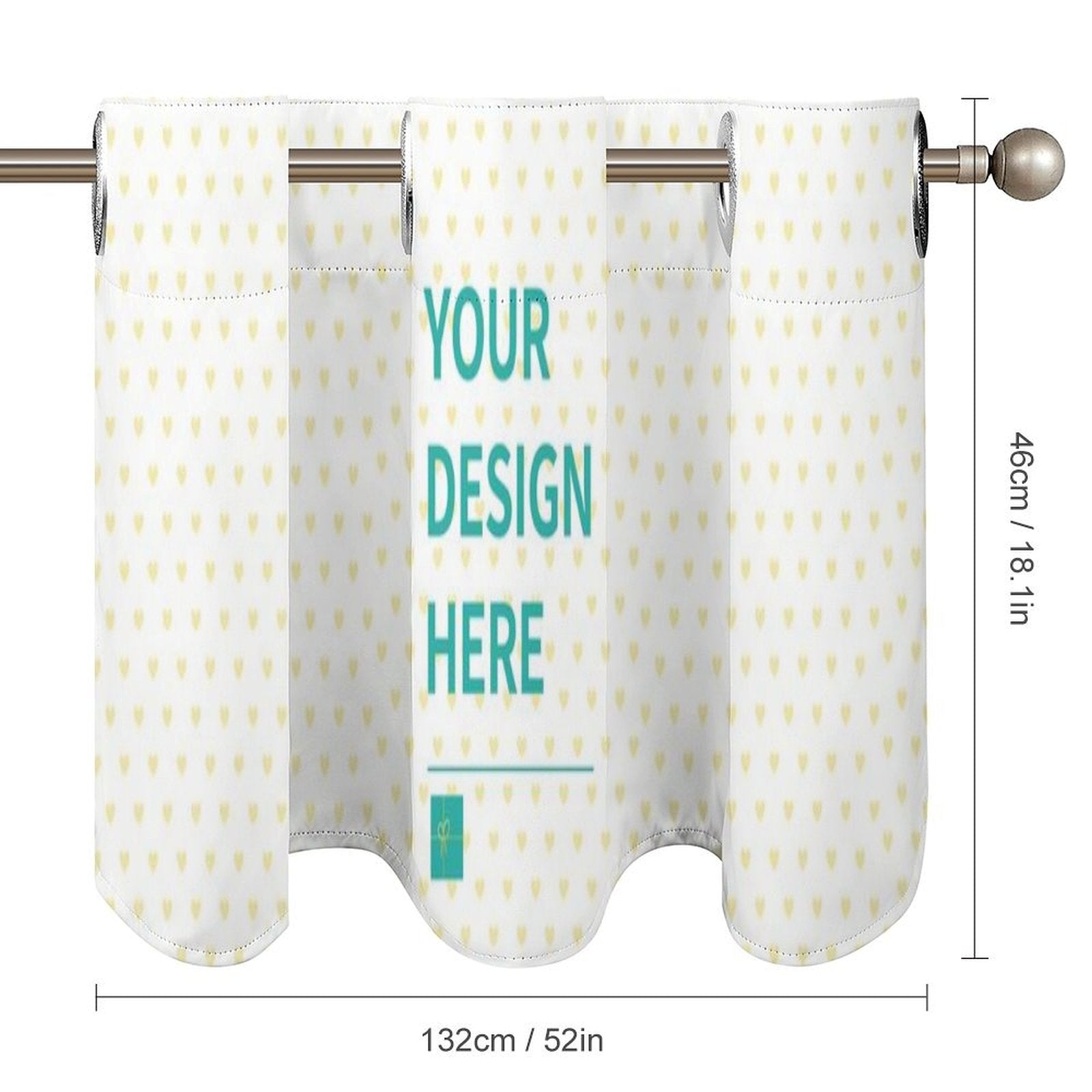 Custom Valance Curtain with heart pattern, Your Design Here, for Kitchen, Living or Dining Room