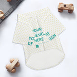 Customizable dog shirt vest in white with heart pattern and "YOUR DESIGN HERE" text, perfect for pet designs