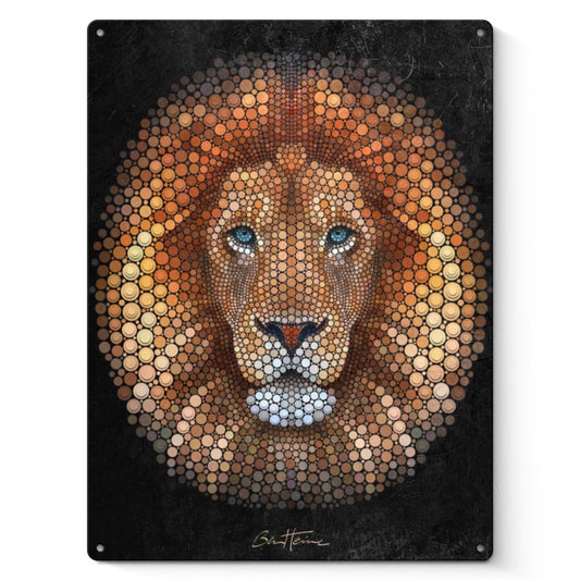 Lion Circlism metal sign, Ben Heine artwork, personalized art gift