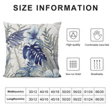 MyArtsyGift plush pillow cover, blue floral pattern, comfortable and breathable, size chart included