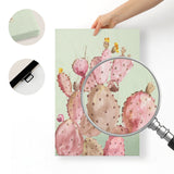 Pink coral cactus wall art canvas painting. Modern minimalist design for living room, bedroom or home decor. Ready to hang.