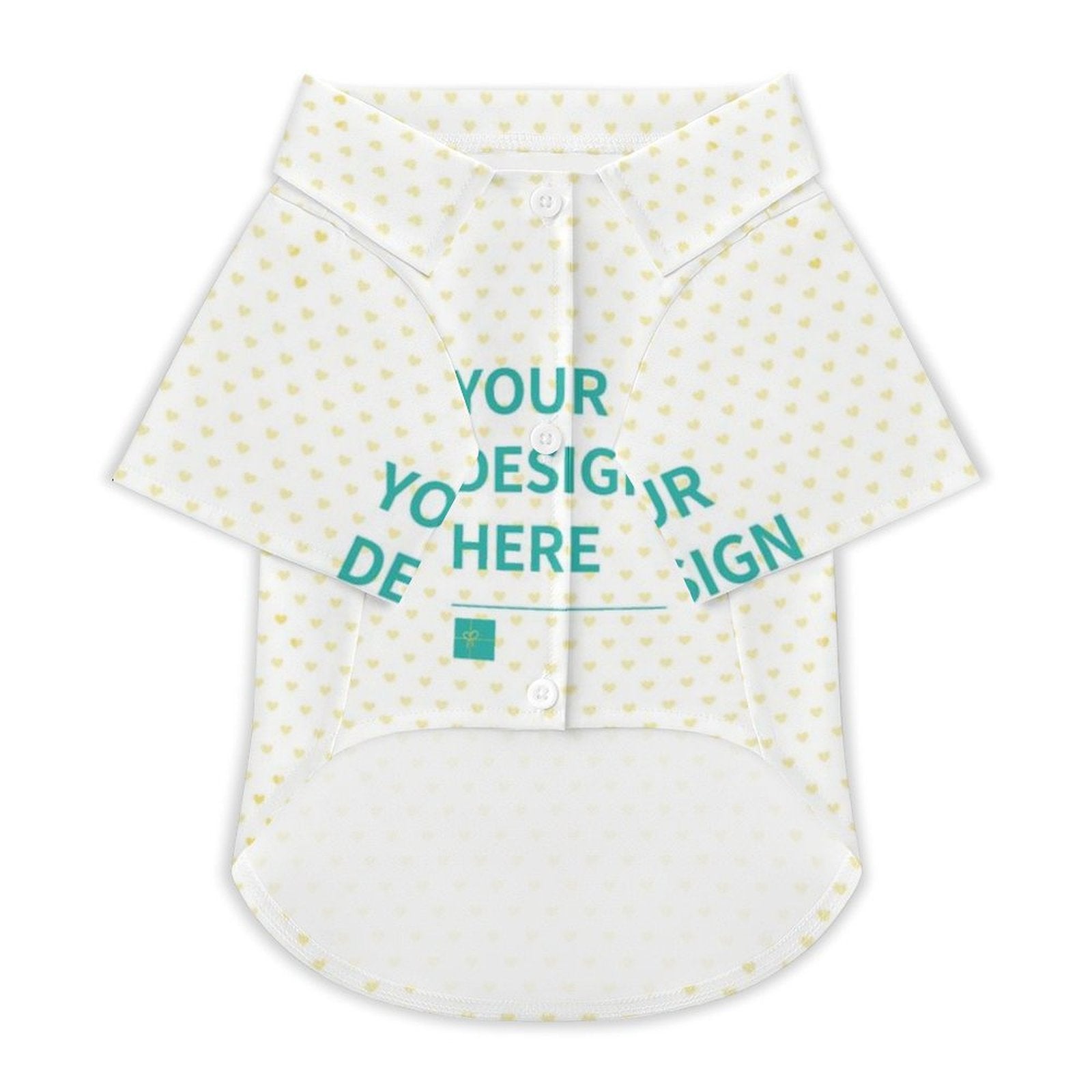 Personalized Dog Shirt Vest - White with Heart Pattern and Customizable Design