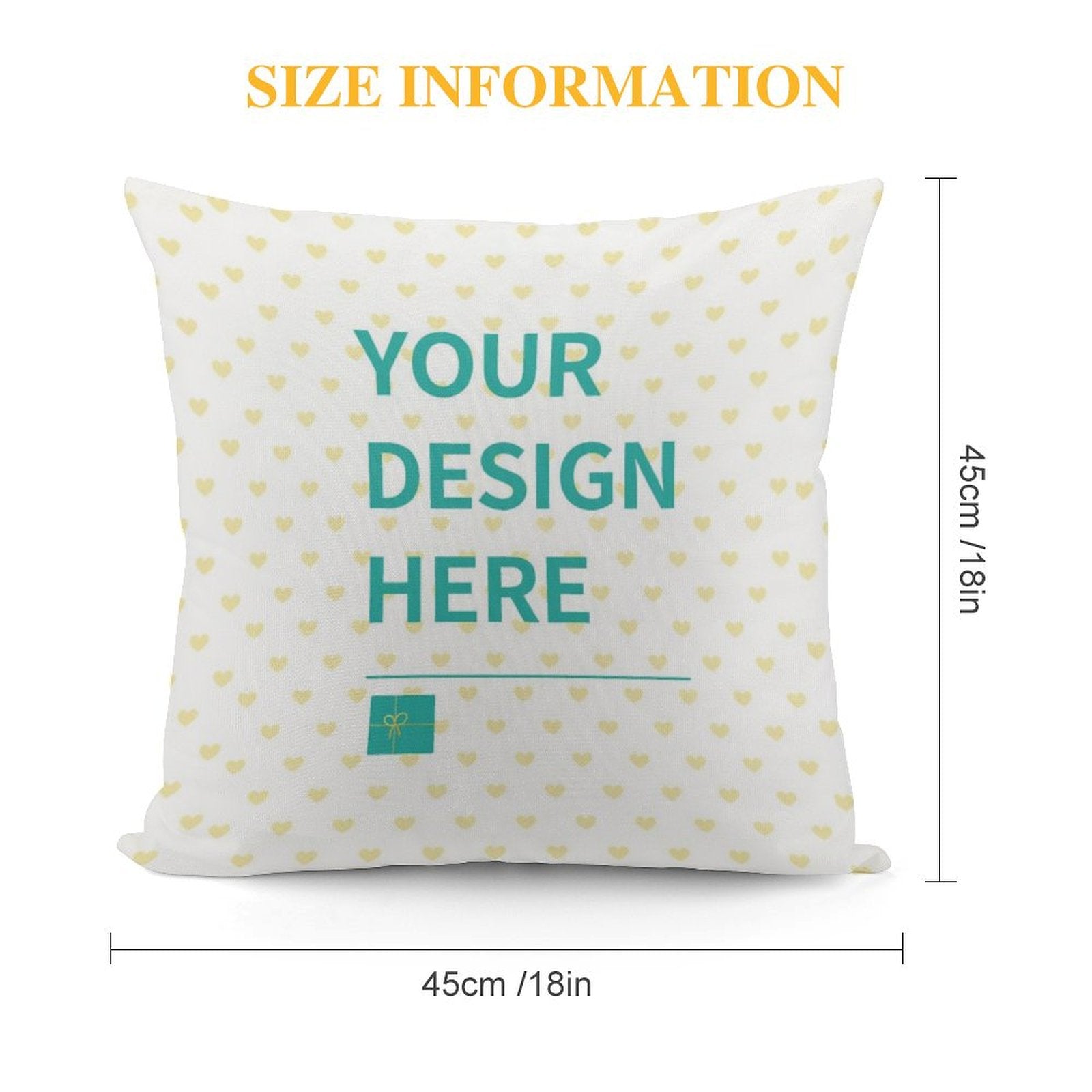 Customizable plush throw pillow cover with personalized design; perfect gifts, measuring 45cm/18in