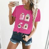 Pink Paris Perfum graphic t-shirt, short sleeve crewneck, women's MyArtsyGift apparel