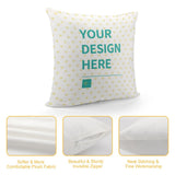 Personalized plush pillow cover, white with heart pattern, featuring custom design area. Perfect for gifts.