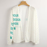 White custom open-front cardigan for women with design, MyArtsyGift