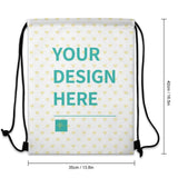 Personalized drawstring backpack, white honeycomb fabric with heart pattern, custom design