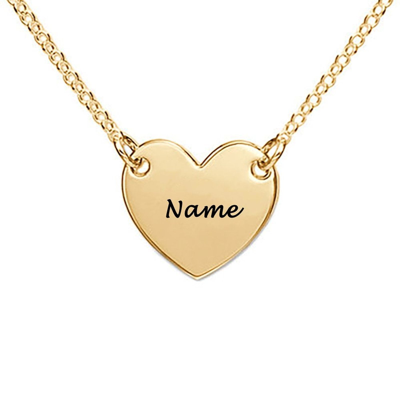 Gold Personalized Heart Necklace with Engraved Name - Custom Jewelry Gift