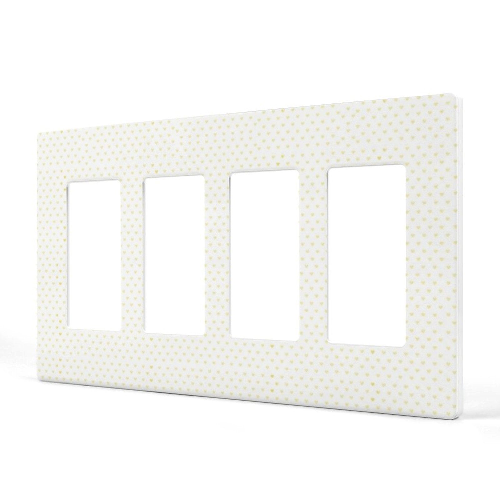 Custom four-gang light switch plate cover with yellow heart pattern. Made of PC panel for home decor.