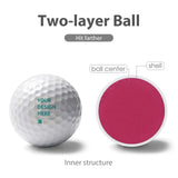 Customizable golf ball with space for your design, perfect gift for golfers, featuring inner structure details.