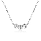 Custom Name Necklace in Silver. Personalized bead necklace engraved with names, perfect gift for men and women.