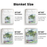 Abstract Coconut Palm Trees Flannel Blanket size guide, including 30x40, 40x50, 50x60 and 60x80 inch blankets.