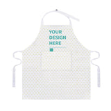 Personalized cooking apron with pockets and 'YOUR DESIGN HERE' text. Perfect for kitchen BBQ, polyester material.