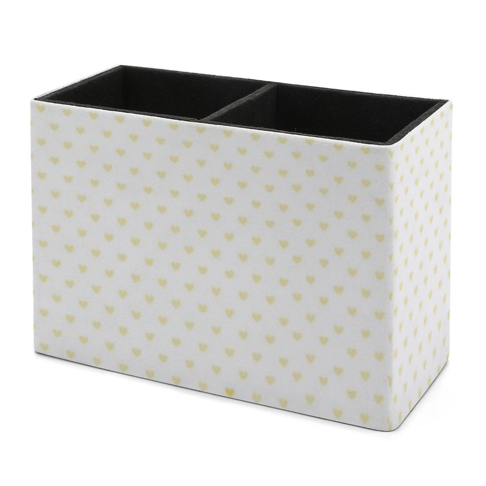 Heart-patterned desk pen holder, PU leather organizer for office supplies, school supplies, and makeup brushes