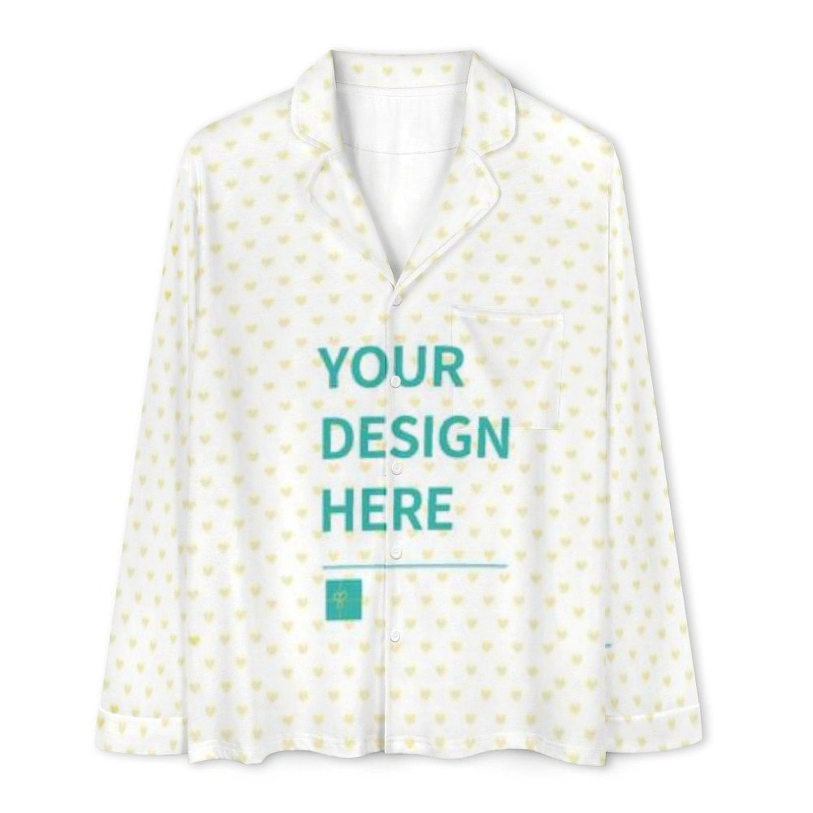 Customizable men's pajama set in cotton-like fabric with button-down design, sleepwear gift