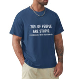 Men's dark blue crew neck t-shirt with funny slogan: 70% of people are stupid. Classic tee.