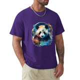 Purple men's short sleeve crew neck t-shirt with panda design, MyArtsyGift classic tee