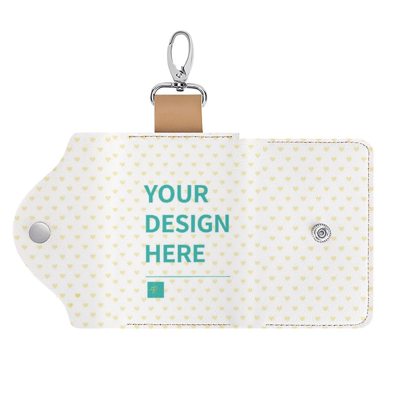 Personalized leather keybag with 'YOUR DESIGN HERE', PU leather, key holder for men and women, key storage bag.