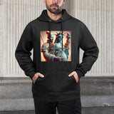 Black hooded sweatshirt with funny meme design, Rednote is not the stepfather. MyArtsyGift.