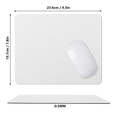 Grey mouse pad with white mouse and size details. Non-slip and waterproof design.