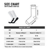 Custom socks size chart: dimensions, US/EU sizes, guide to choose the perfect fit for personalized socks.