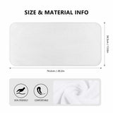 White beach kitchen towel, soft and absorbent. Skin-friendly and comfortable, with size info for bathroom use.