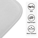 White bathroom rug detail with softness, hygroscopic, and wear-resistant features for ocean animal toilet set.